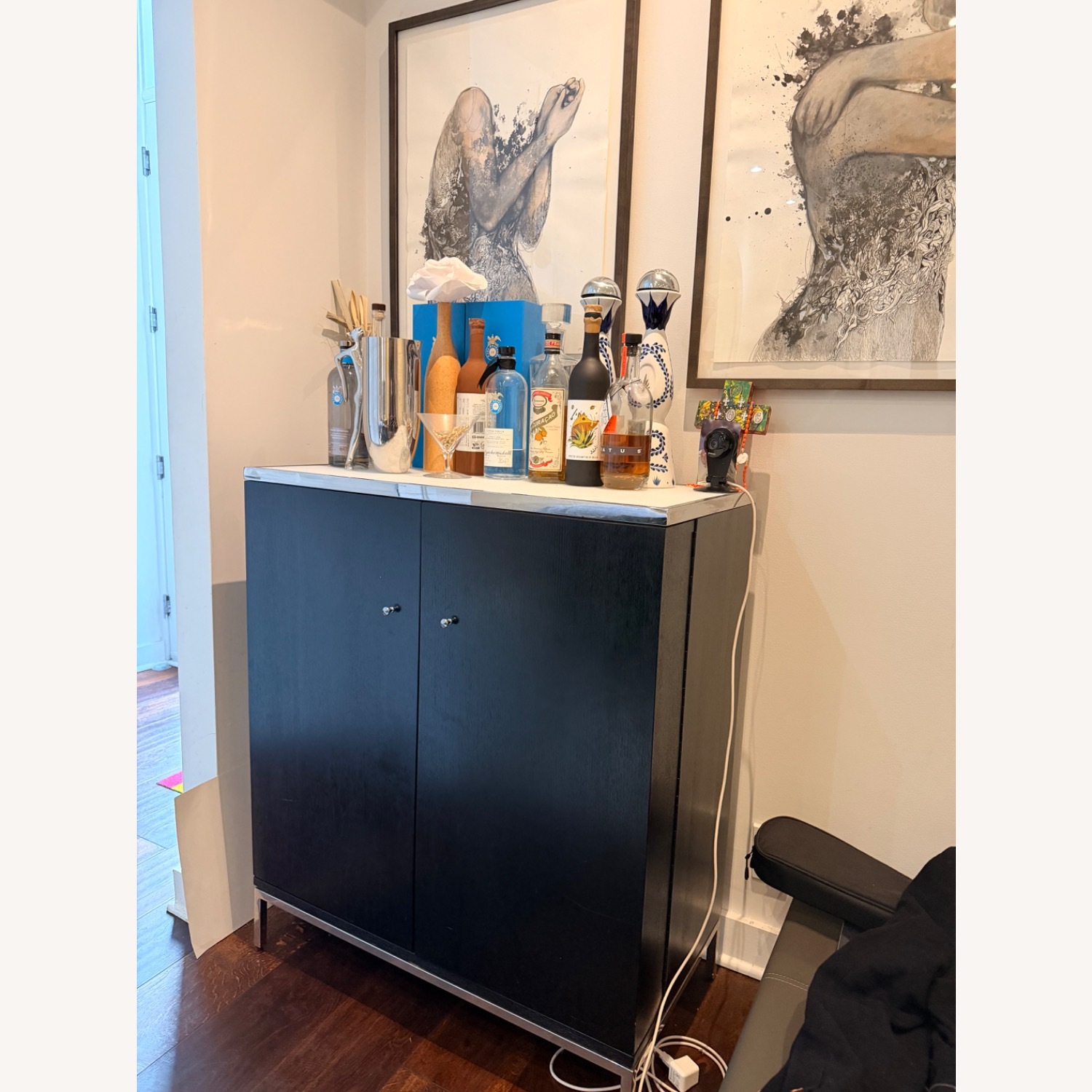 Mitchell Gold + Bob Williams Manning Black Wood Bar Cart - image-3