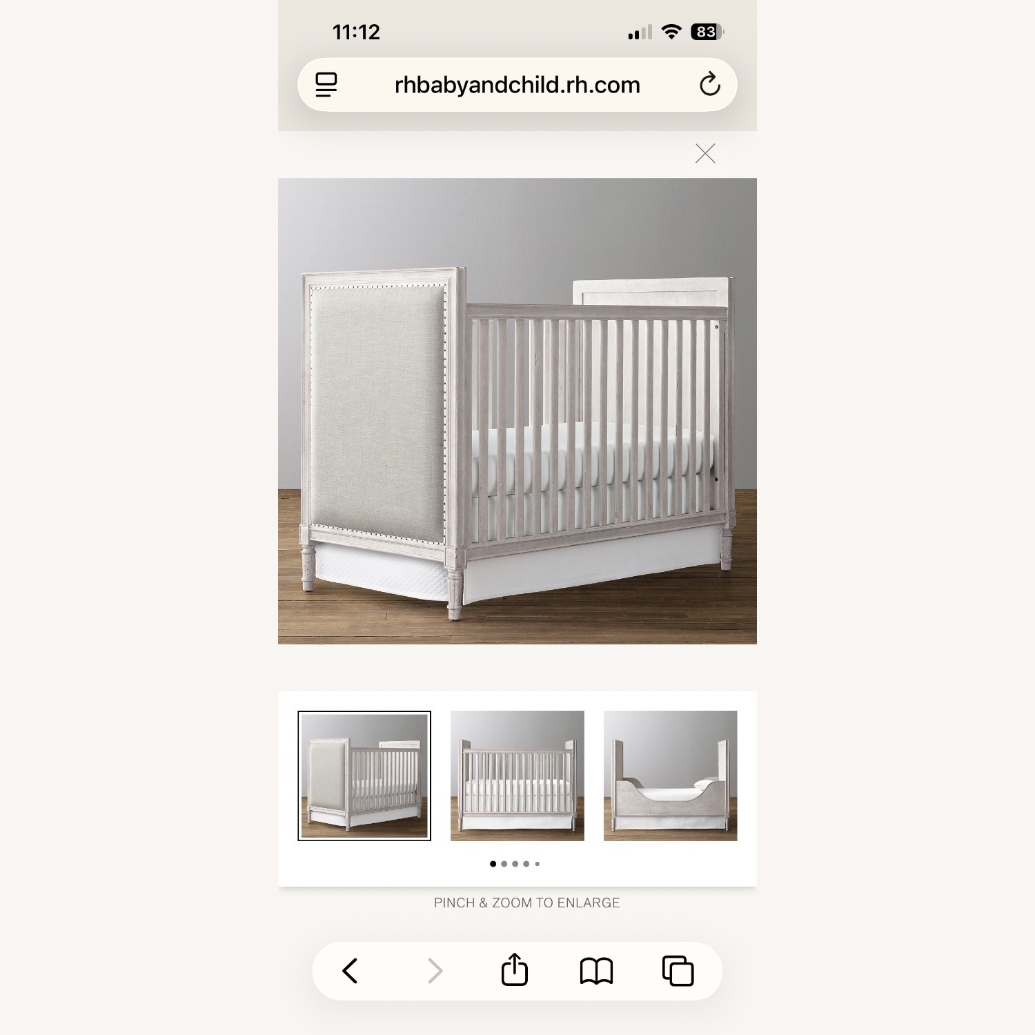 Restoration Hardware Marcelle Upholstered Crib - image-3