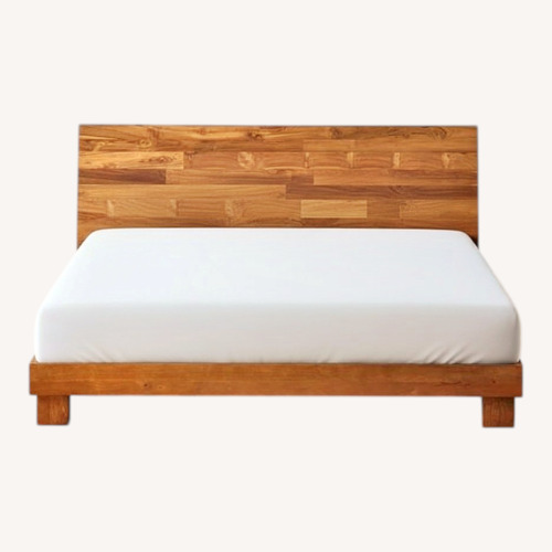 Used CB2 Dondra Natural Wood Queen Bed for sale on AptDeco