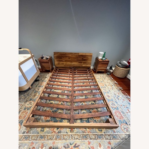 Used CB2 Dondra Natural Wood Queen Bed for sale on AptDeco
