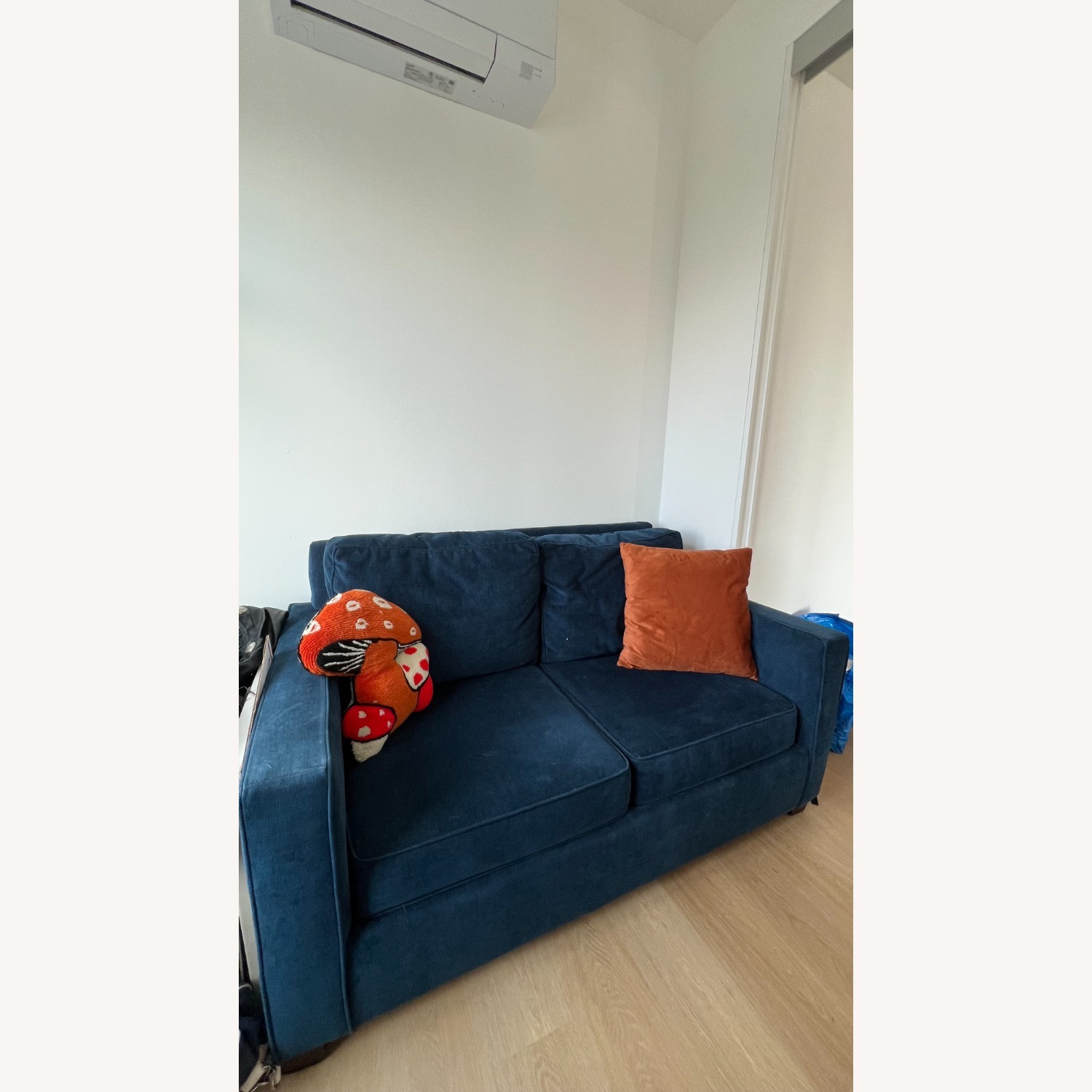 West Elm Henry Blue Velvet Sleeper Sofa - image-2