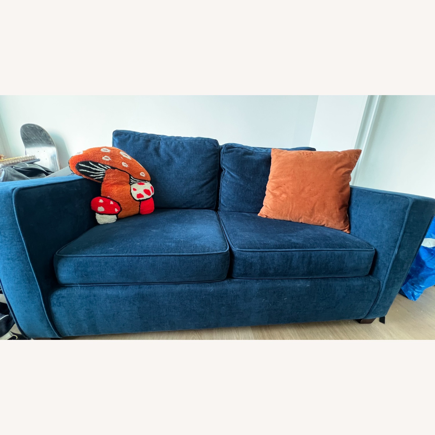West Elm Henry Blue Velvet Sleeper Sofa - image-1