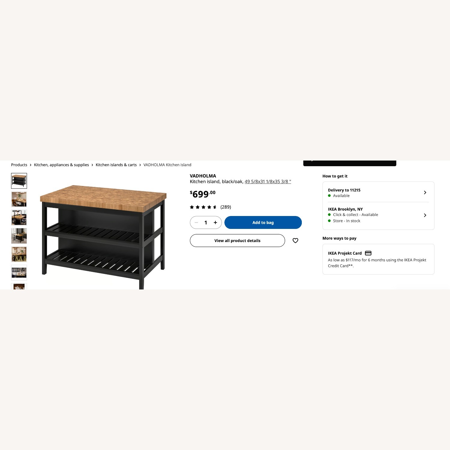 IKEA VADHOLMA Black Kitchen Island - image-3