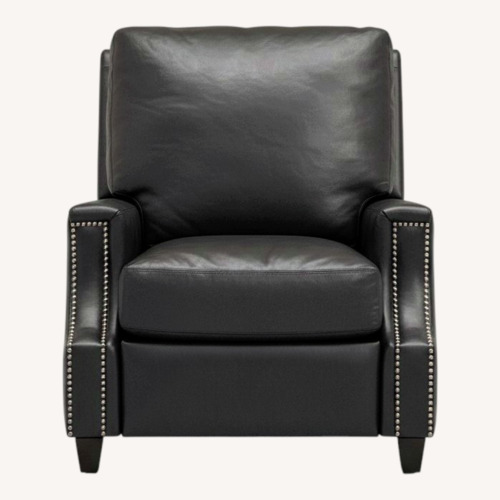 Used Pottery Barn James Black Leather Recliner for sale on AptDeco