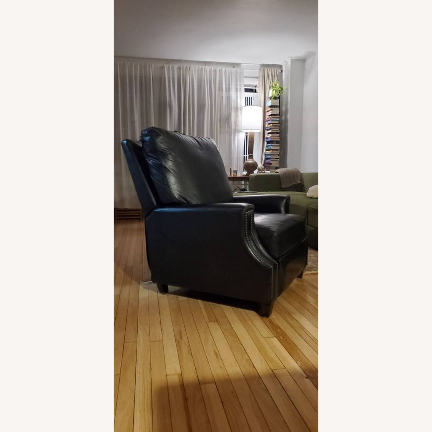 Pottery Barn James Black Leather Recliner - image-8