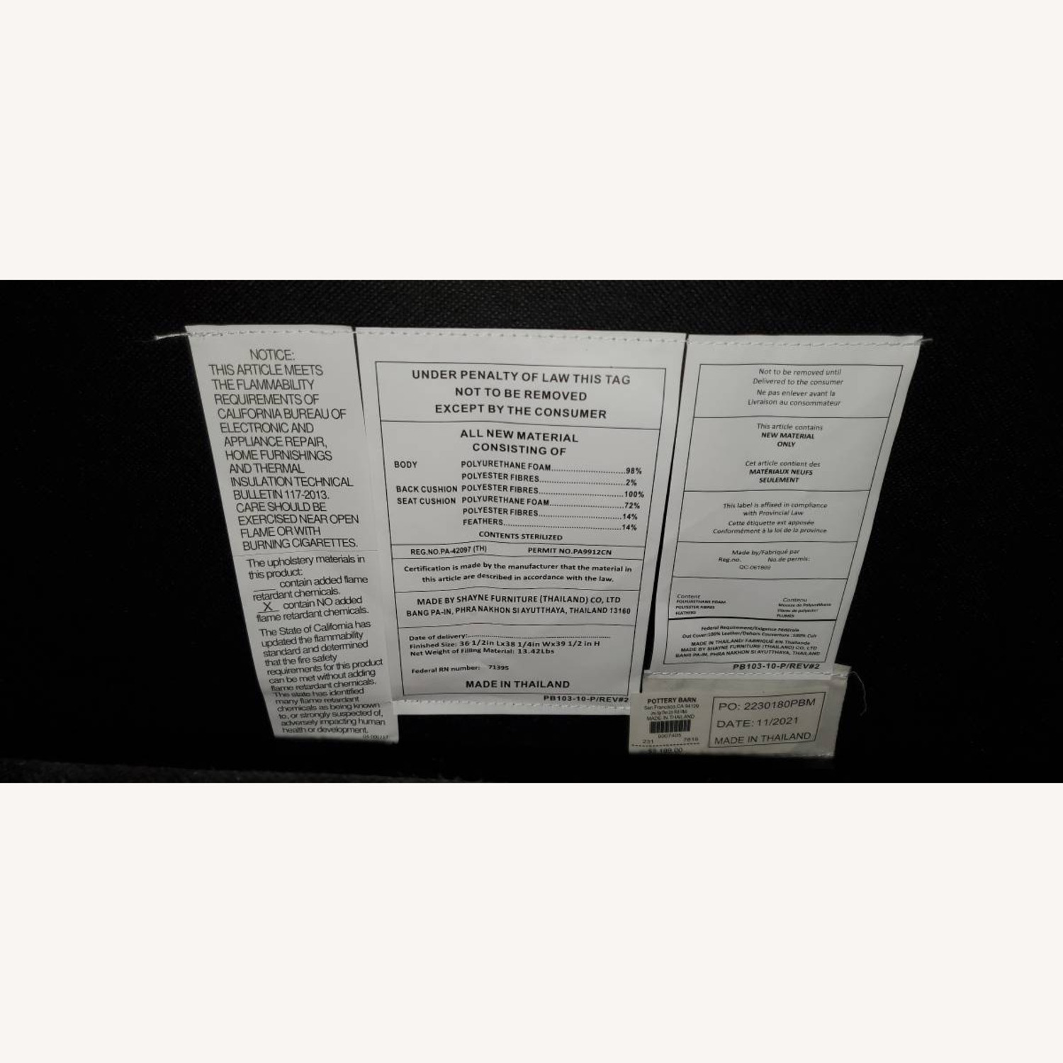 Pottery Barn James Black Leather Recliner - image-9