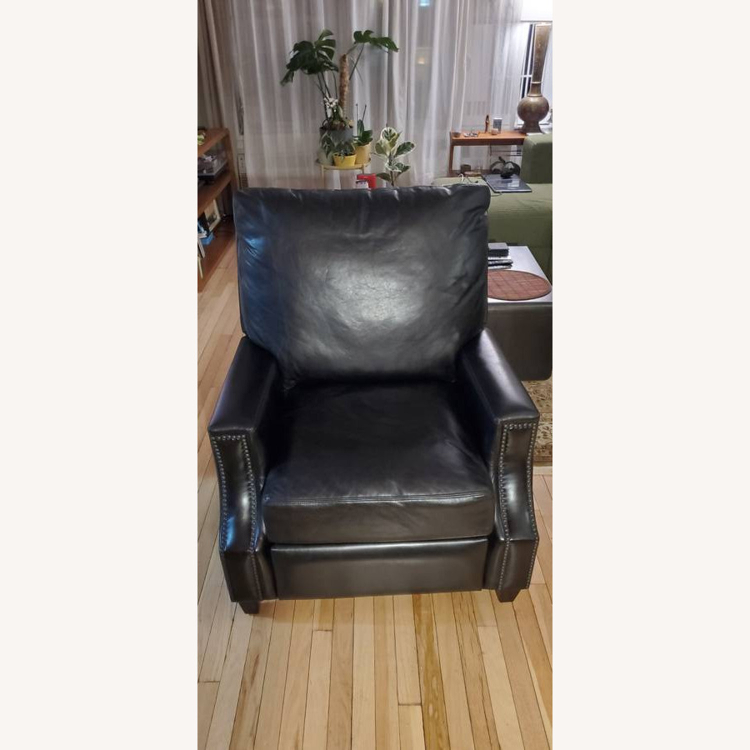 Pottery Barn James Black Leather Recliner - image-6