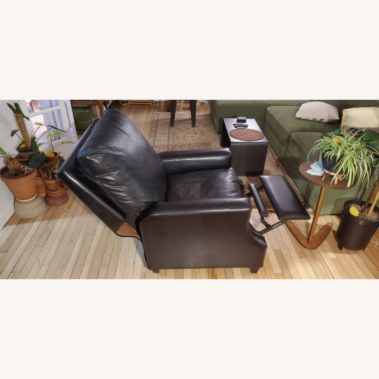 Pottery Barn James Black Leather Recliner - image-3