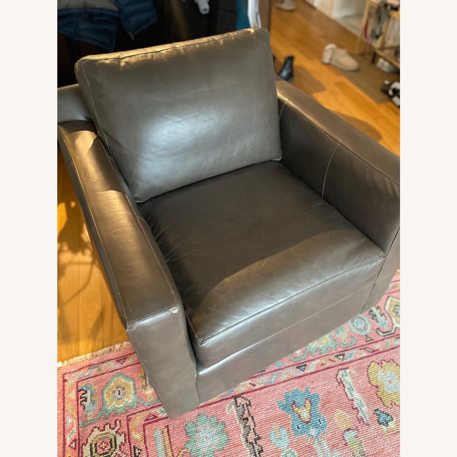 Crate & Barrel Axis Leather Swivel Chair - image-2