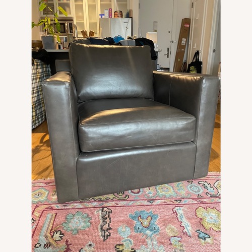 Used Crate & Barrel Axis Leather Swivel Chair for sale on AptDeco