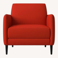 CB2 Parlour Atomic Orange Chair & Ottoman