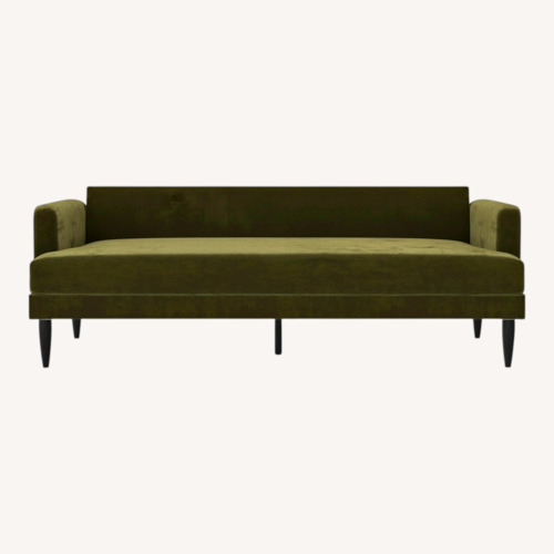 Used Novogratz Olive Green Velvet Sofa for sale on AptDeco
