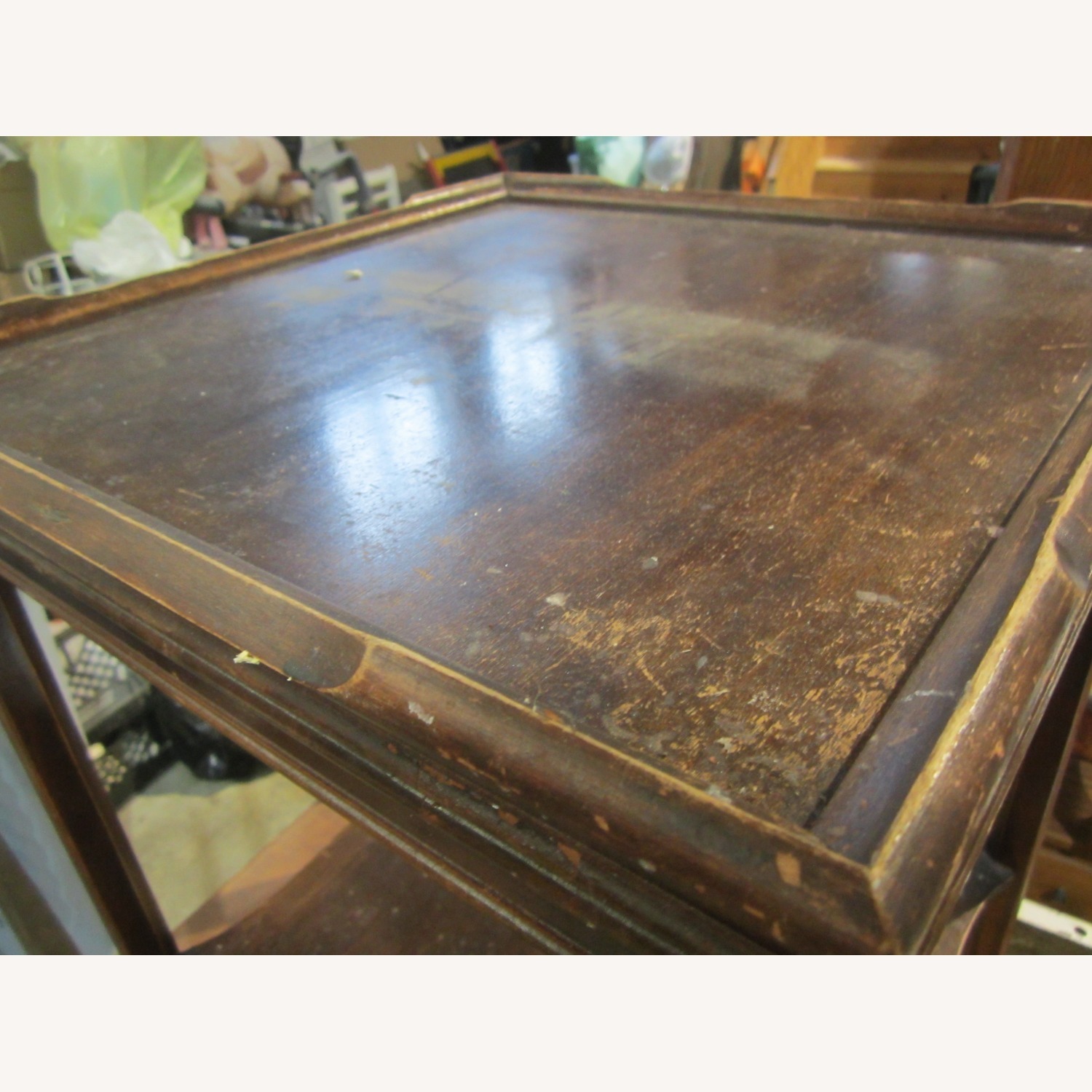 Vintage/Antique Dark Brown Wood Side Table - image-5