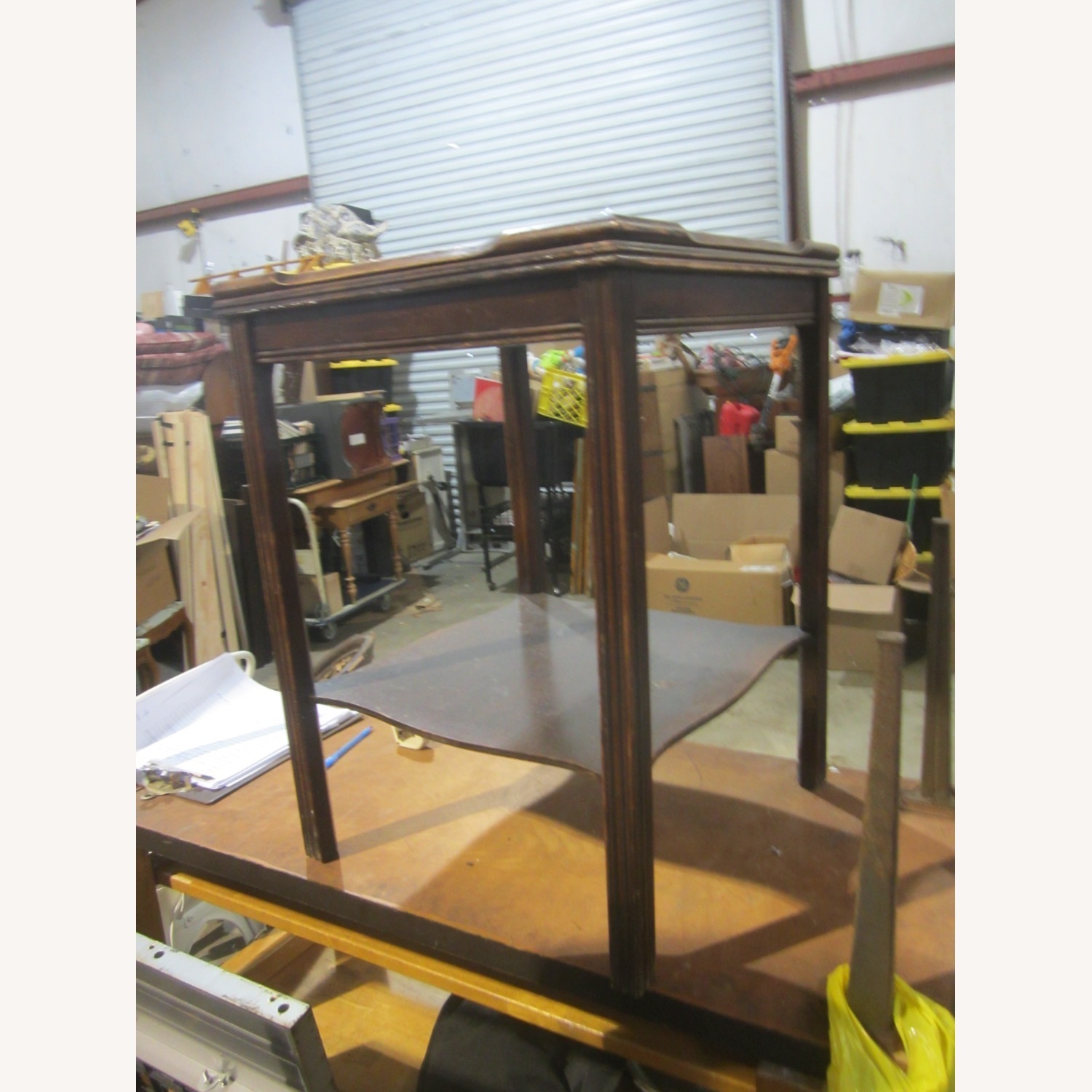 Vintage/Antique Dark Brown Wood Side Table - image-3