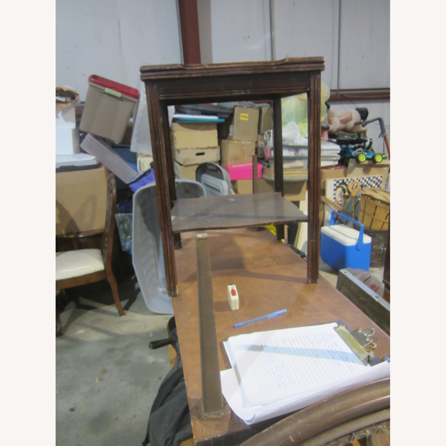 Vintage/Antique Dark Brown Wood Side Table - image-4