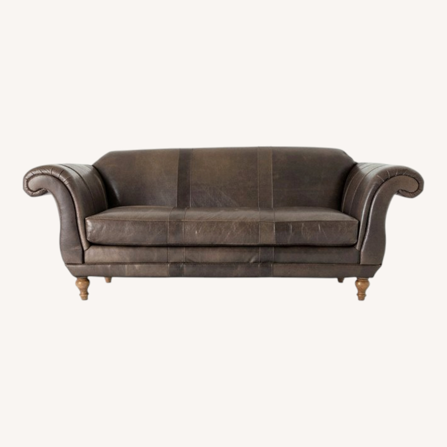 Anthropologie Cotswold Dark Brown Leather 3+ Seater Sofa - image-0