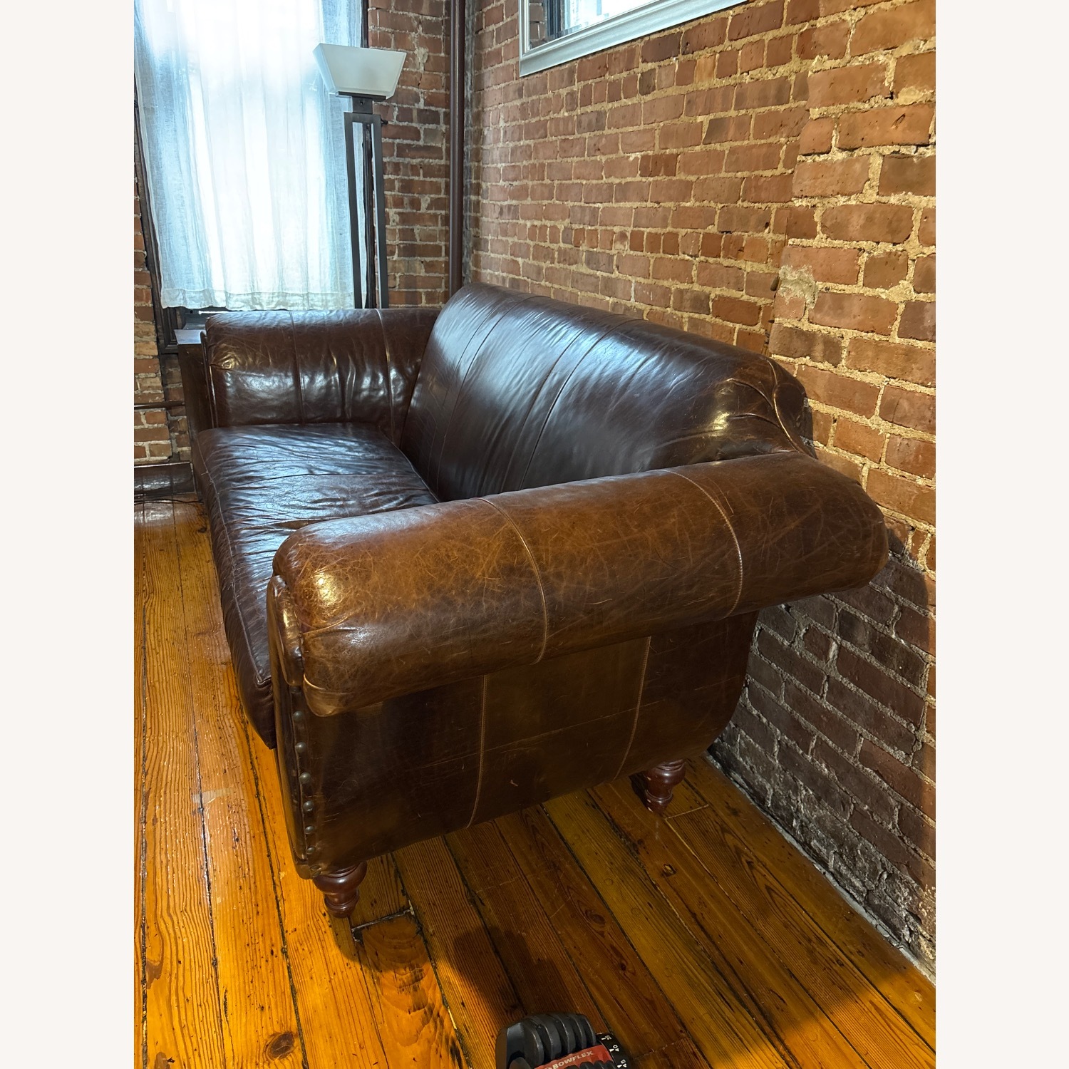 Anthropologie Cotswold Dark Brown Leather 3+ Seater Sofa - image-3