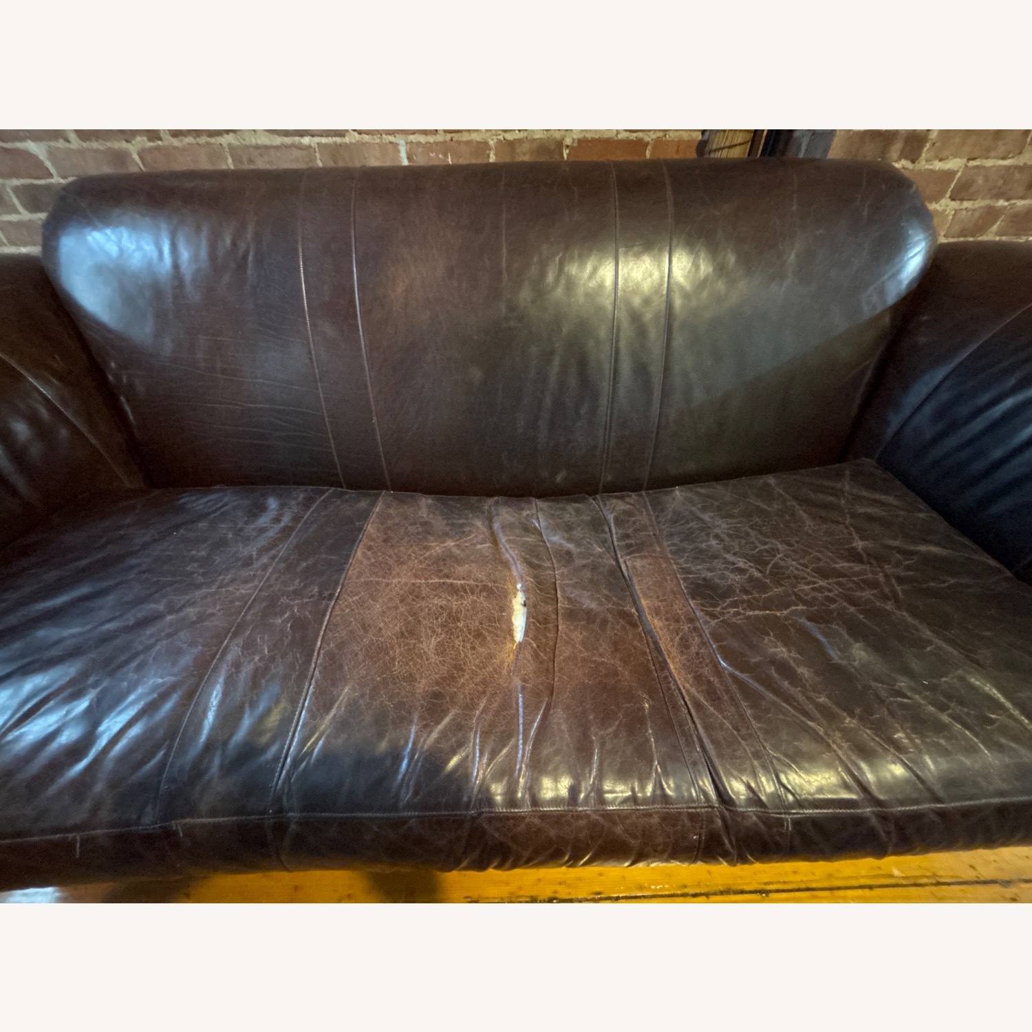 Anthropologie Cotswold Dark Brown Leather 3+ Seater Sofa - image-5