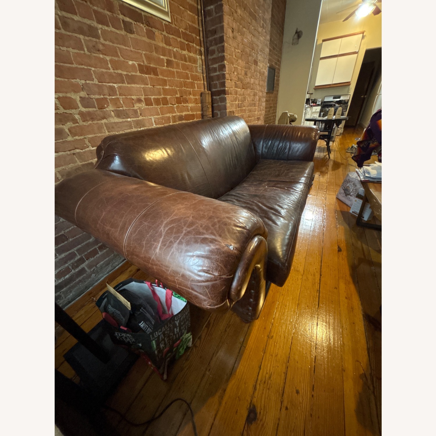 Anthropologie Cotswold Dark Brown Leather 3+ Seater Sofa - image-4