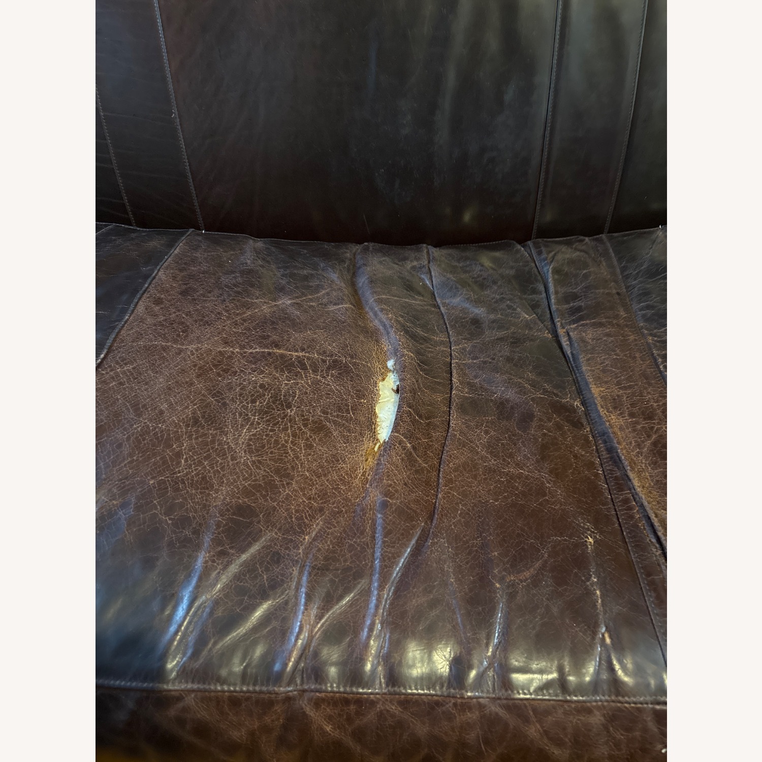 Anthropologie Cotswold Dark Brown Leather 3+ Seater Sofa - image-6