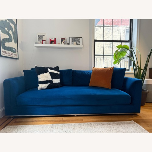 Used Rove Concepts Milo Blue Velvet Sleeper Sofa for sale on AptDeco