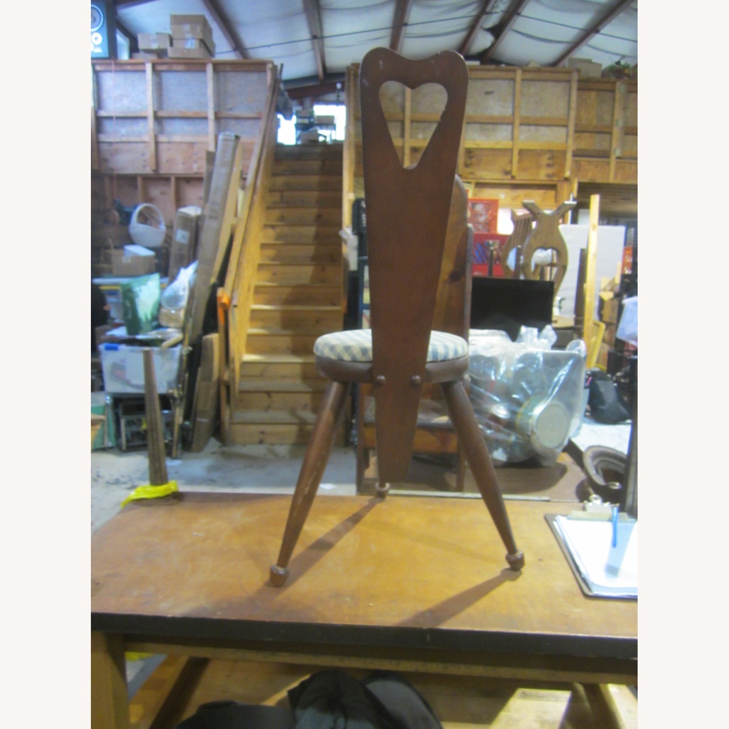 Vintage/Antique Dark Brown Wood Accent Chair - image-5