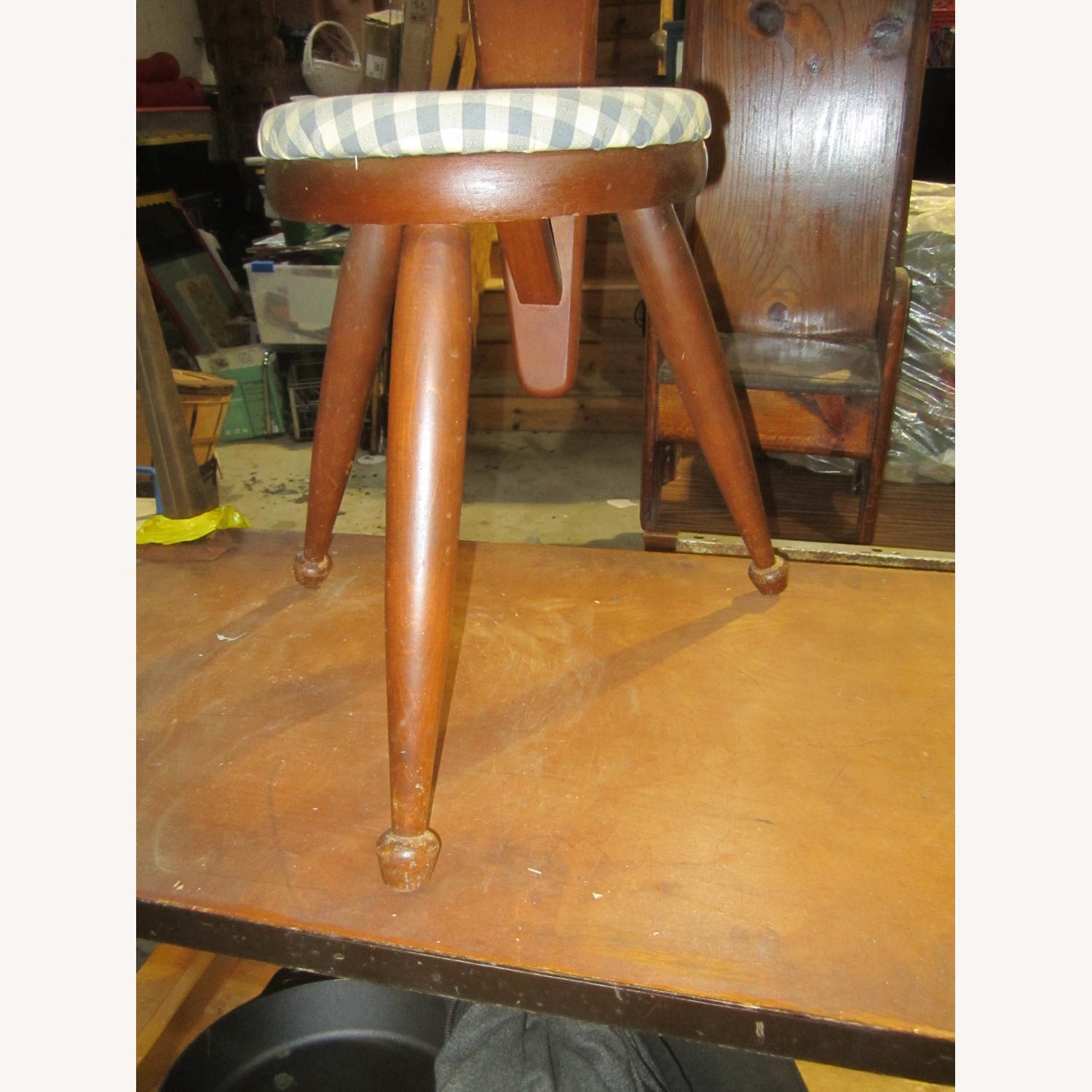 Vintage/Antique Dark Brown Wood Accent Chair - image-2