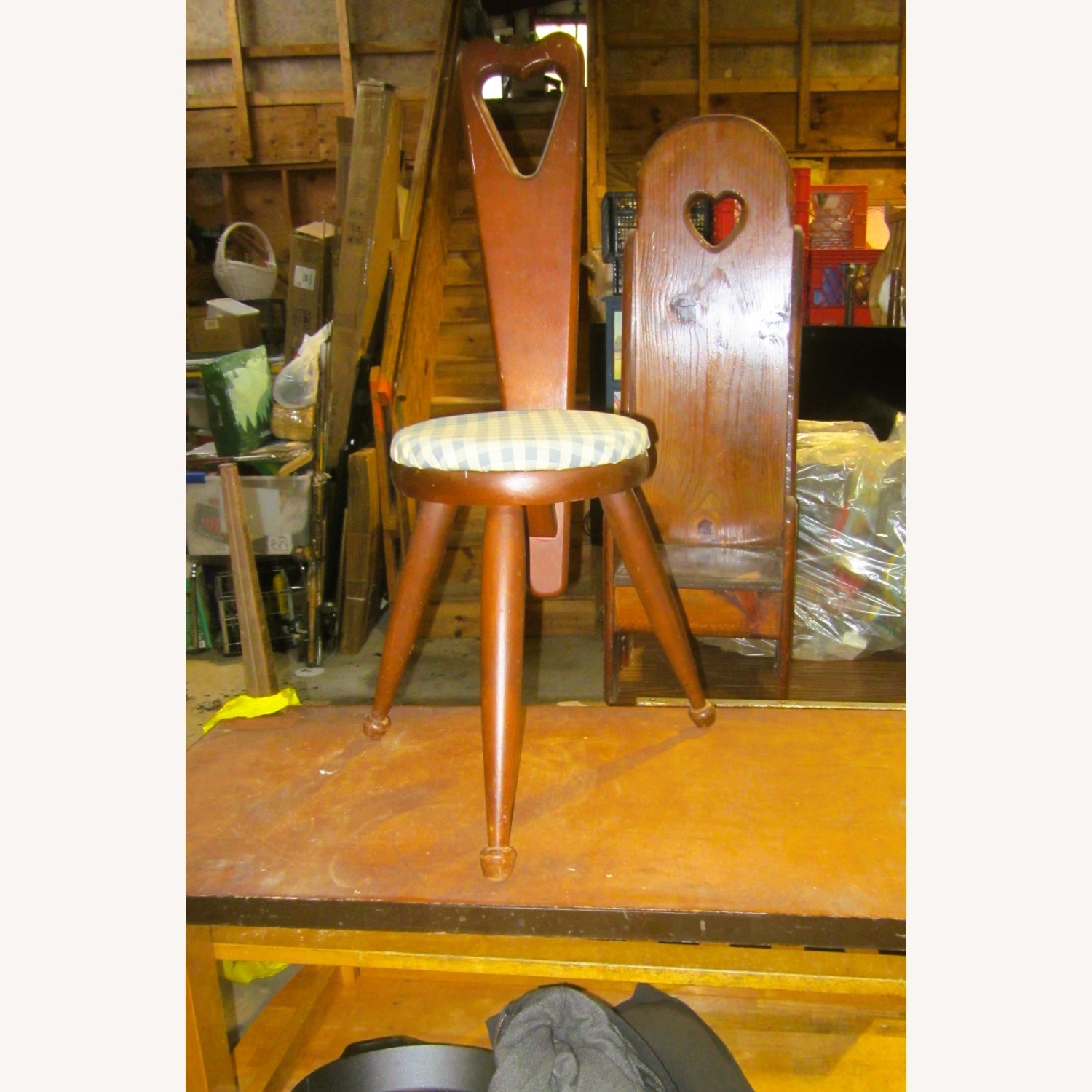 Vintage/Antique Dark Brown Wood Accent Chair - image-1