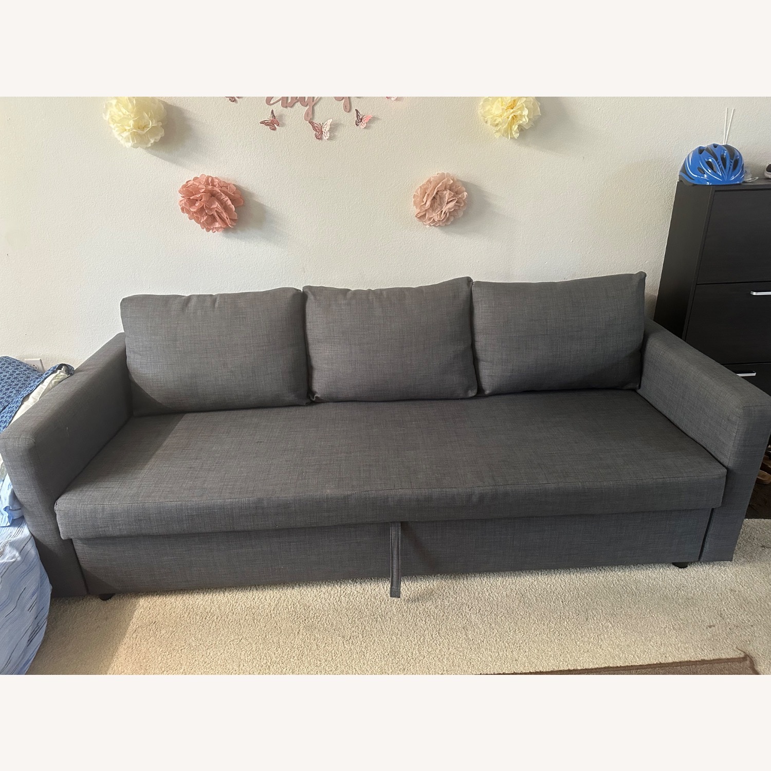 IKEA FRIHETEN Dark Gray Wood Sleeper Sofa - image-7