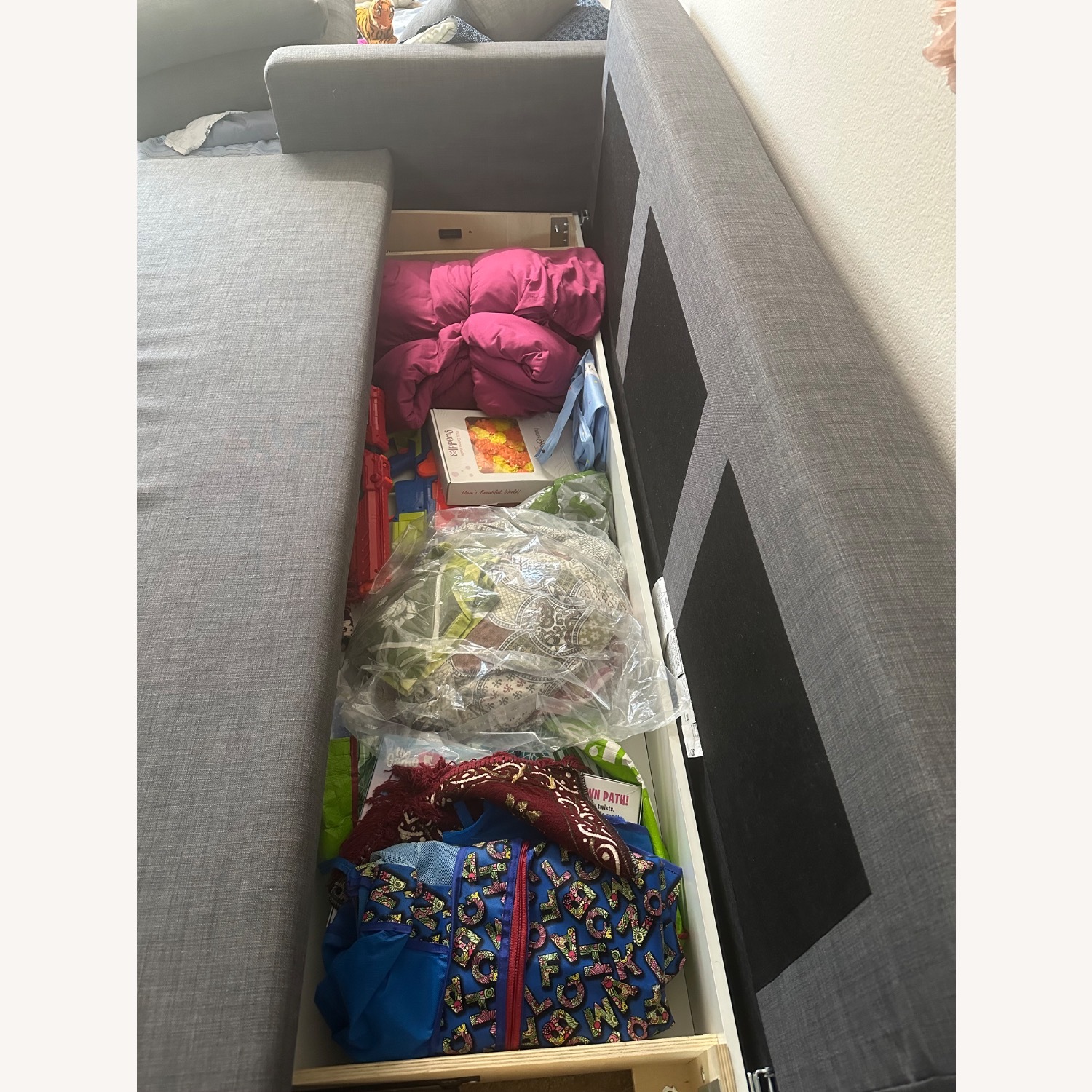 IKEA FRIHETEN Dark Gray Wood Sleeper Sofa - image-6