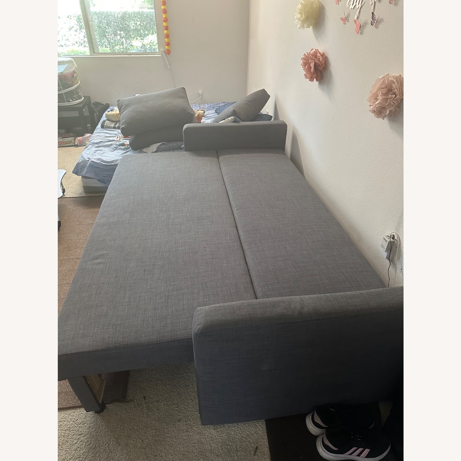 IKEA FRIHETEN Dark Gray Wood Sleeper Sofa - image-3