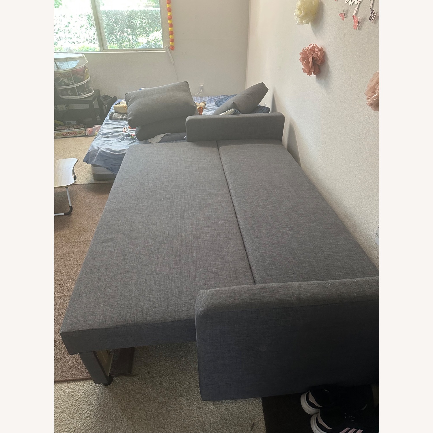 IKEA FRIHETEN Dark Gray Wood Sleeper Sofa - image-4