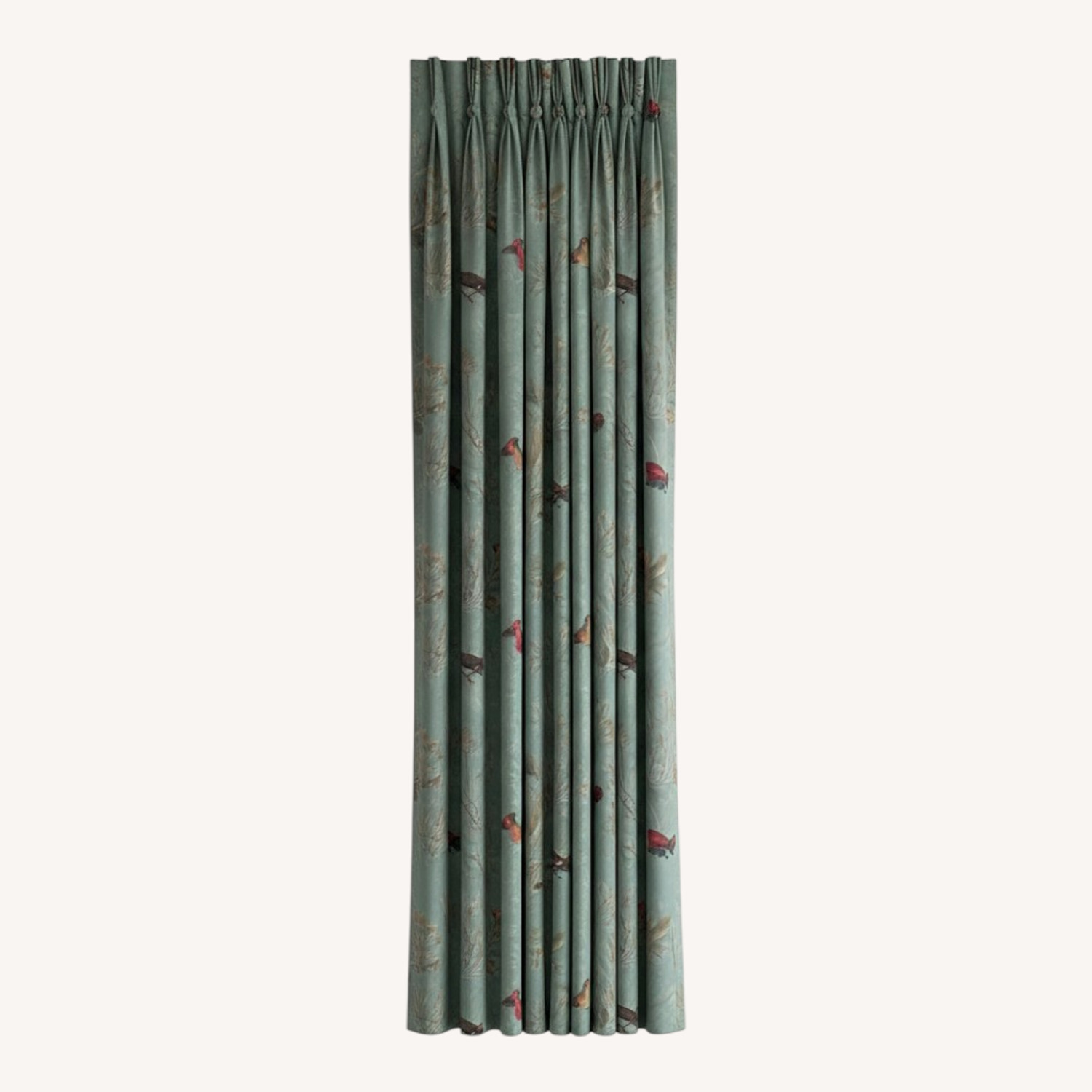 Elegant Sage Green Drapes-Bird Pattern 87” L, 29”W - image-0
