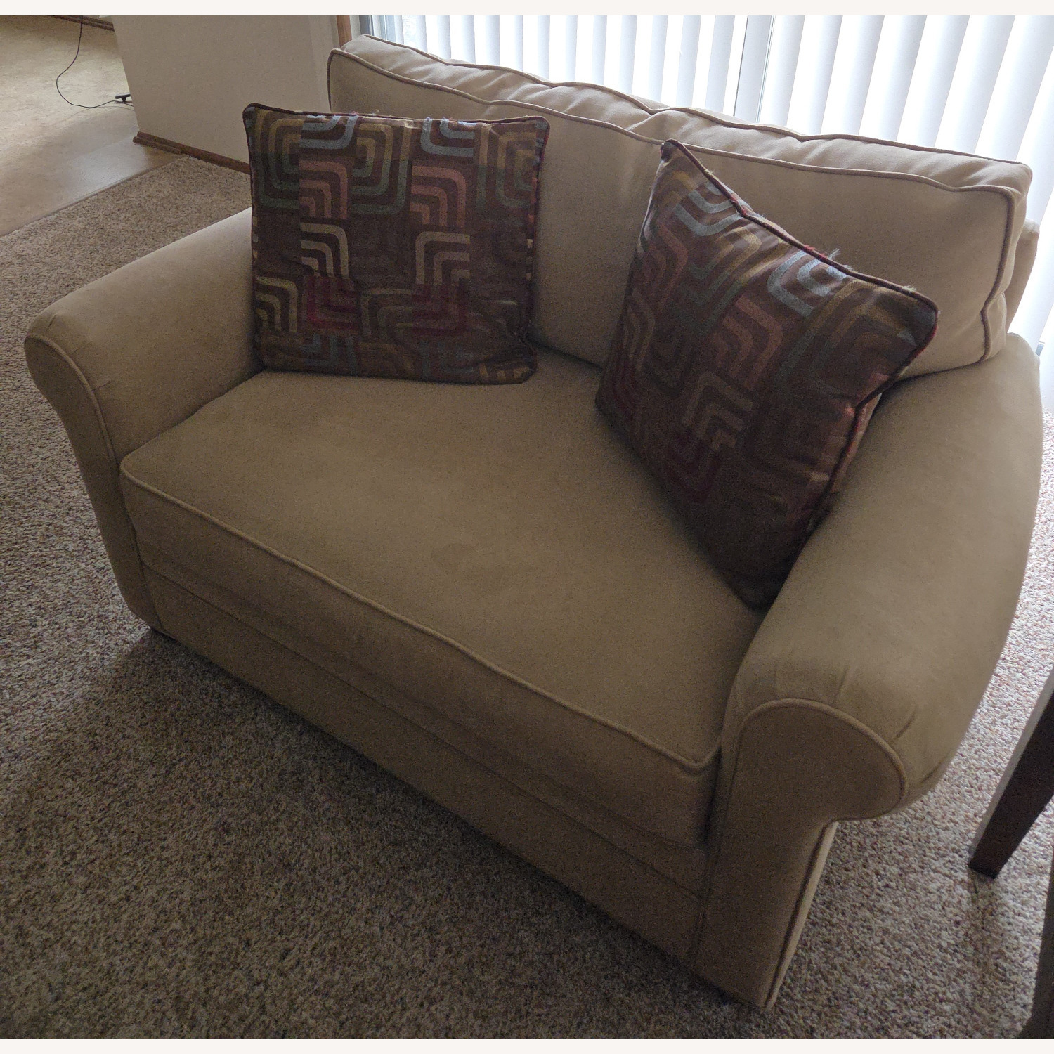 Rooms To Go Light Brown Fabric Chair and a Half - image-2