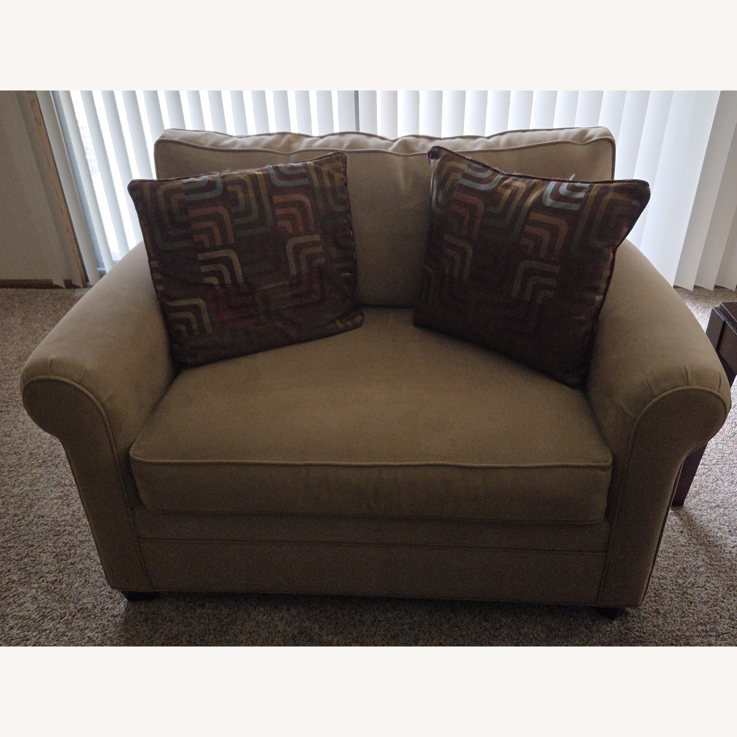 Rooms To Go Light Brown Fabric Chair and a Half - image-1
