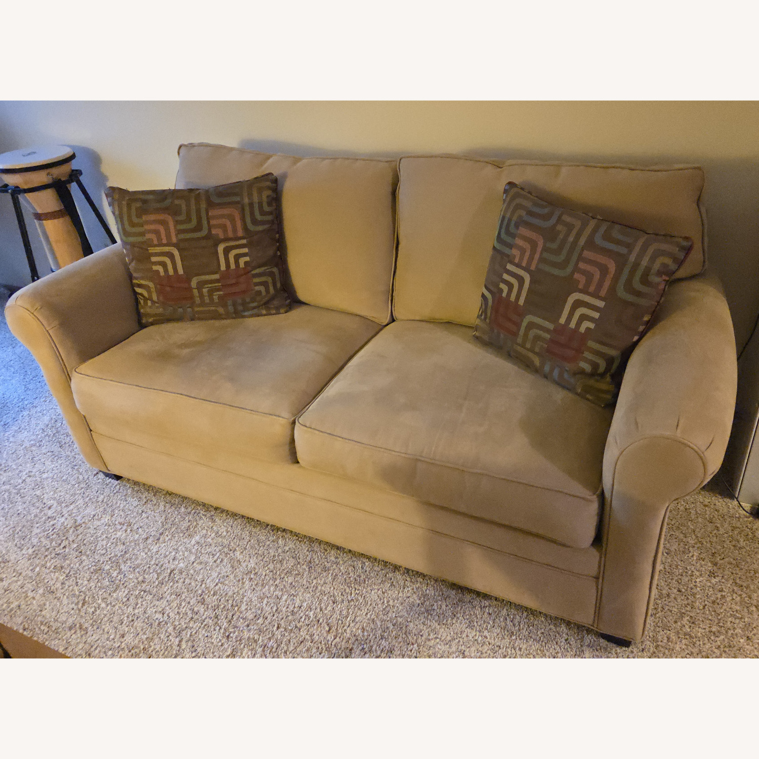 Rooms To Go Light Brown Fabric Sleeper Loveseat - image-1