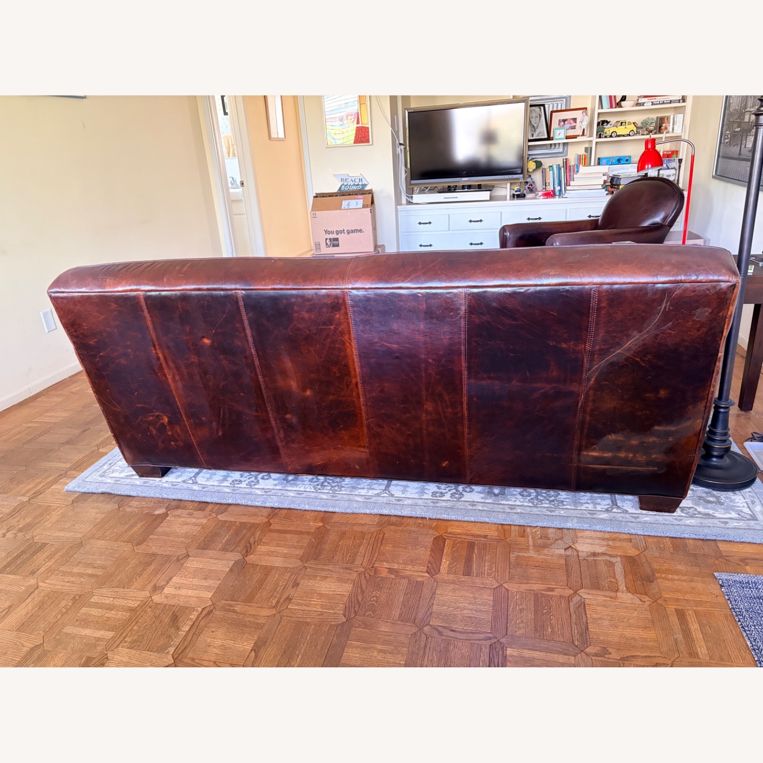 Crate & Barrel Axis II Brown Leather Sofa - image-3