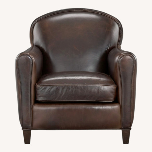 Used Crate & Barrel Eiffel Dark Brown Leather Armchair for sale on AptDeco