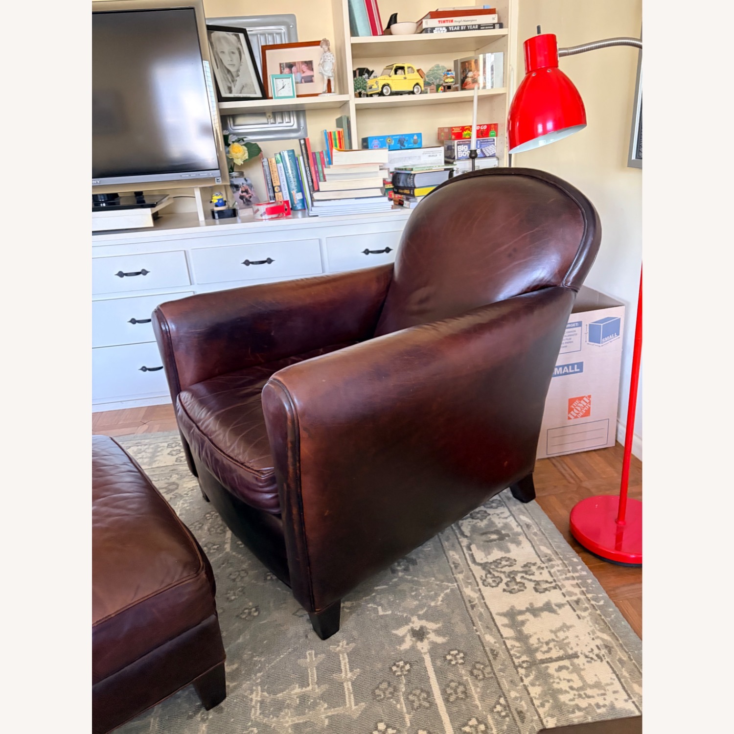 Crate & Barrel Eiffel Dark Brown Leather Armchair - image-3