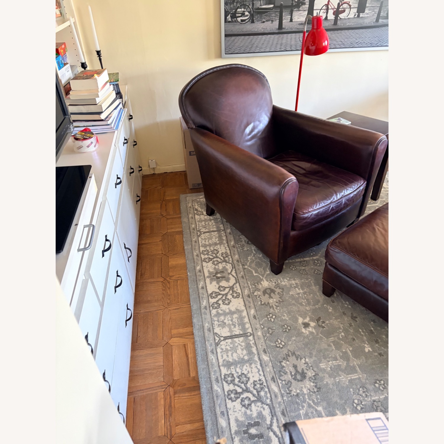 Crate & Barrel Eiffel Dark Brown Leather Armchair - image-2