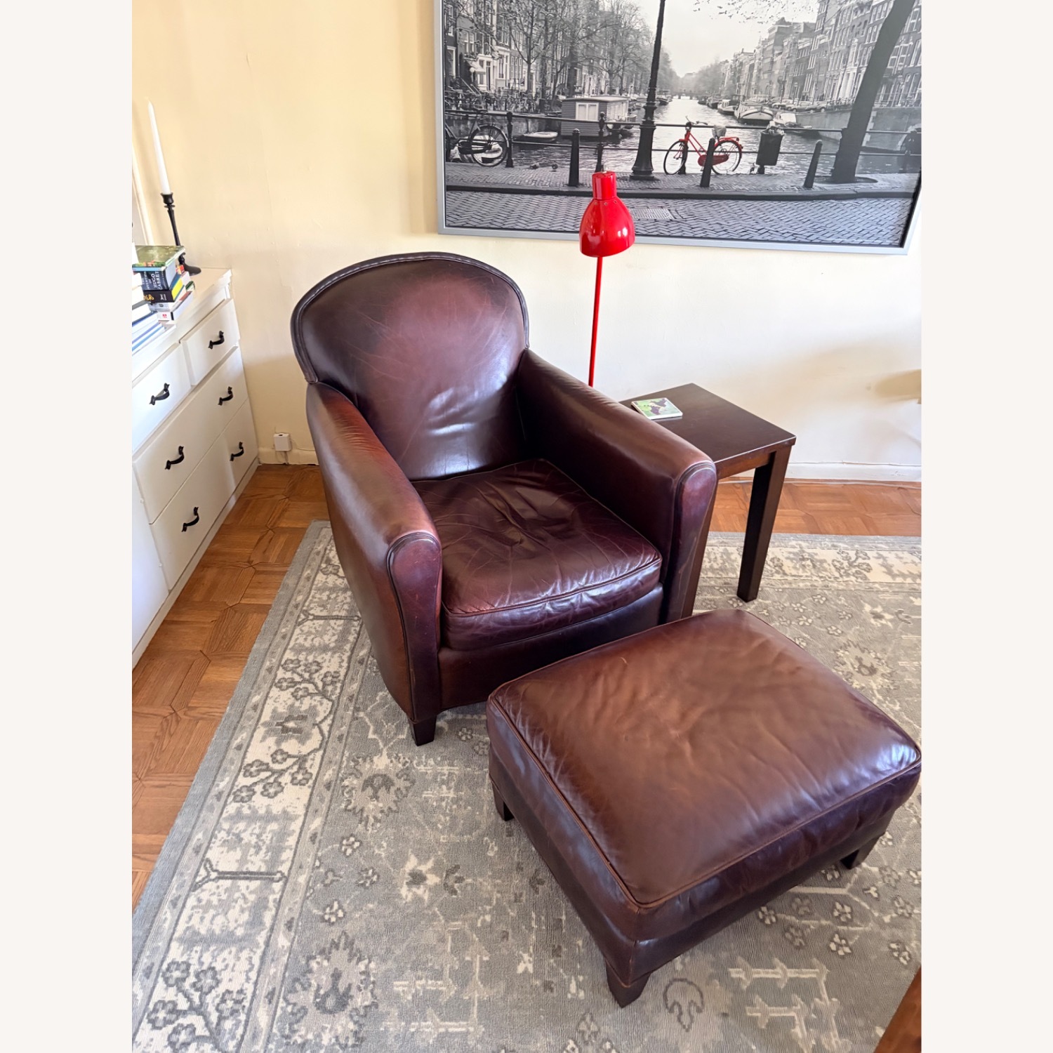 Crate & Barrel Eiffel Dark Brown Leather Armchair - image-1