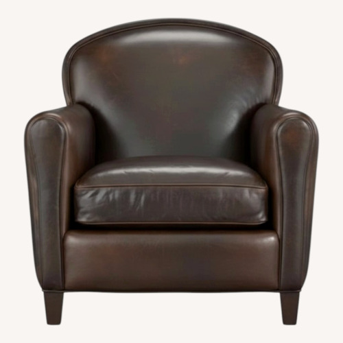 Used Crate & Barrel Eiffel Dark Brown Leather Ottoman for sale on AptDeco