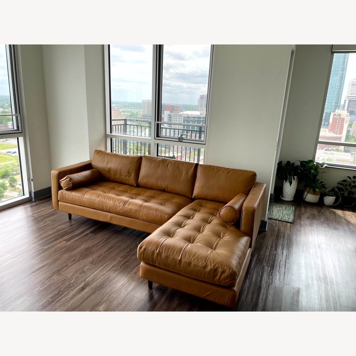 Article Light Brown Leather 2 Piece Sectional - image-1