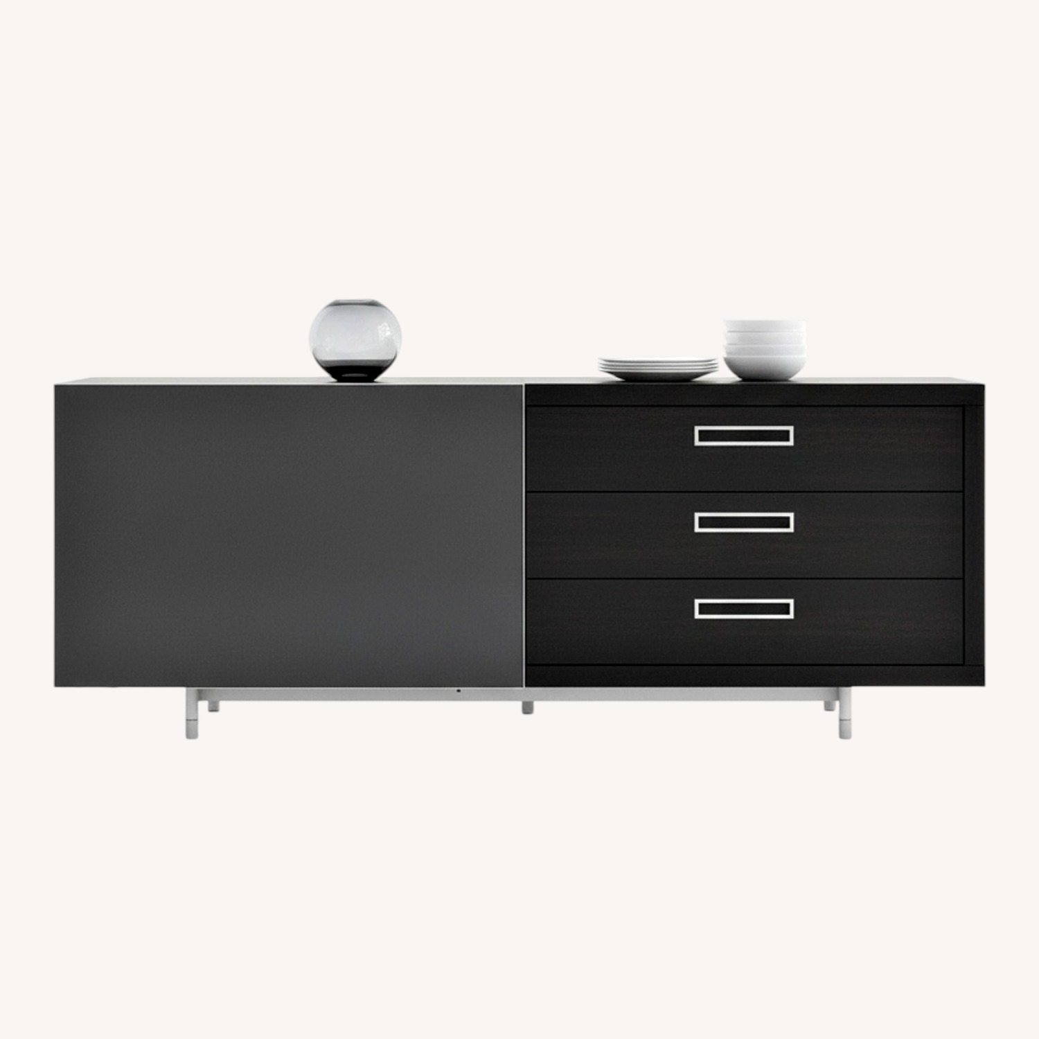Ligne Roset Cineline Dark Gray Wood Sideboard - image-0