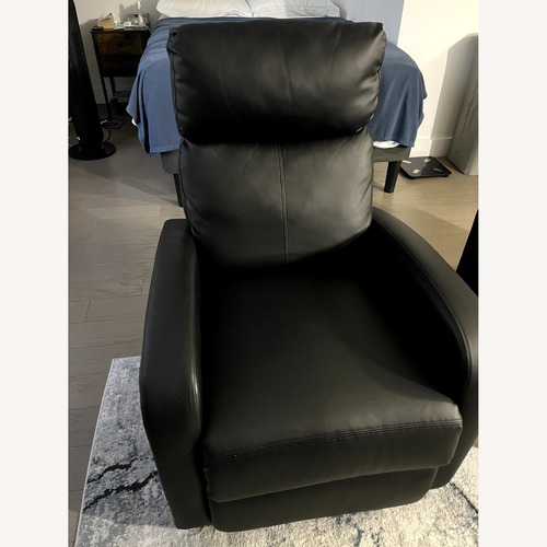 Used Amazon Black Faux Leather Recliner for sale on AptDeco