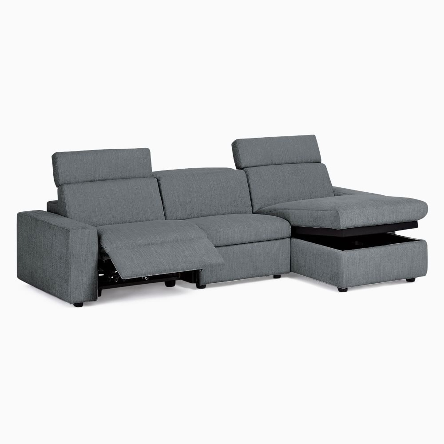 West Elm Dark Gray Fabric 3+ Piece Sectional - image-3