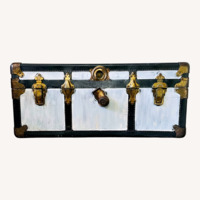 Antique Flat Top P&S Trunk With Floral Organizer