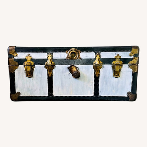 Used Antique Flat Top P&S Trunk With Floral Organizer for sale on AptDeco