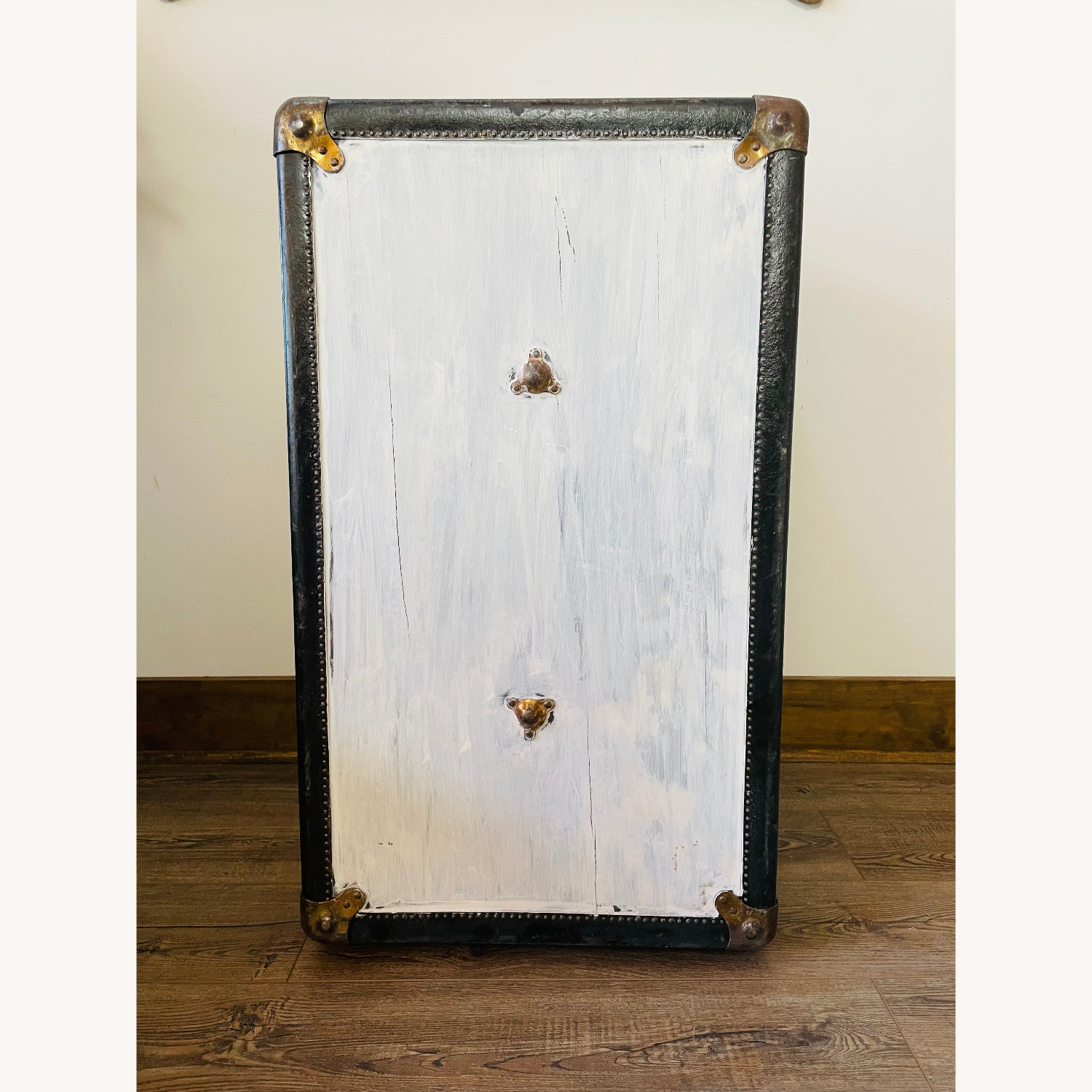 Antique Flat Top P&S Trunk With Floral Organizer - image-1