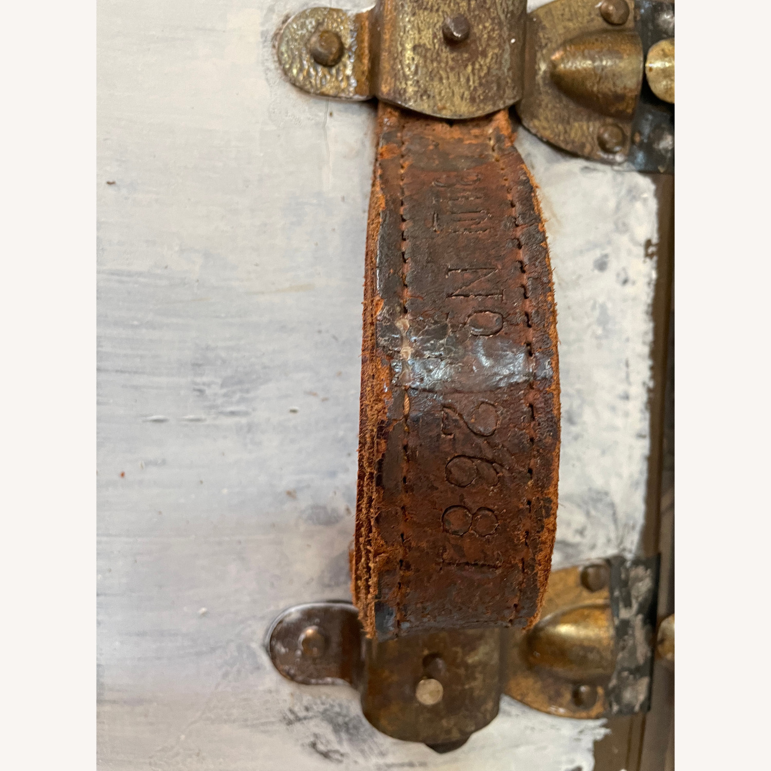 Antique Flat Top P&S Trunk With Floral Organizer - image-5